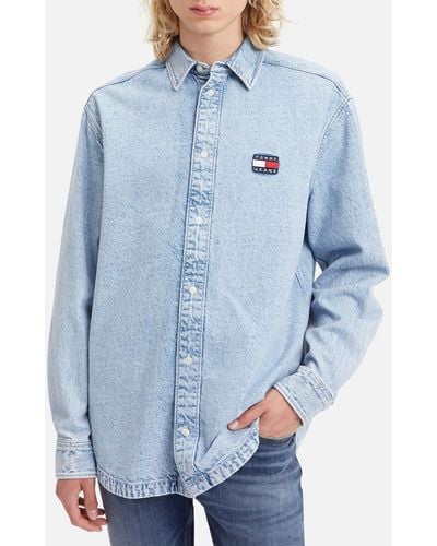 Tommy Hilfiger Archive Logo-appliquéd Cotton-denim Shirt - Blue
