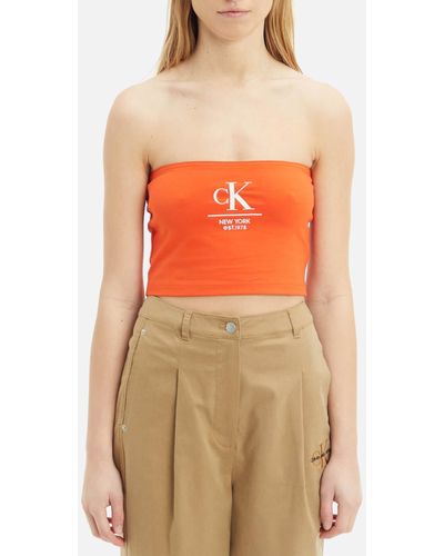Calvin Klein Logo Cotton-blend Boob Tube - Orange