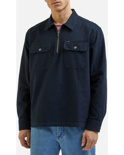 Lee Jeans Brushed Cotton Half-Zip Shirt - Blau