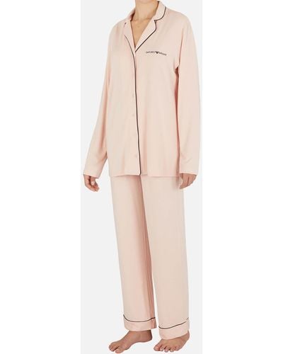 Emporio Armani Modal-blend Jersey Pajamas - Pink