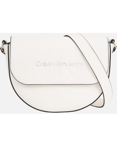 Calvin Klein Sculpted Faux Leather Saddle Bag - Natural