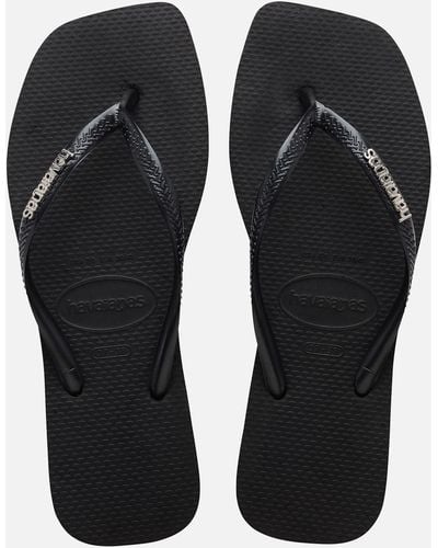 Havaianas Slim Square Rubber Flip Flops - Black