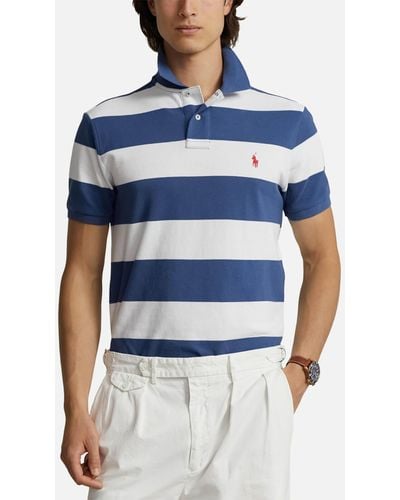 Polo Ralph Lauren Custom Slim-Fit Striped Cotton Polo Shirt - Blue
