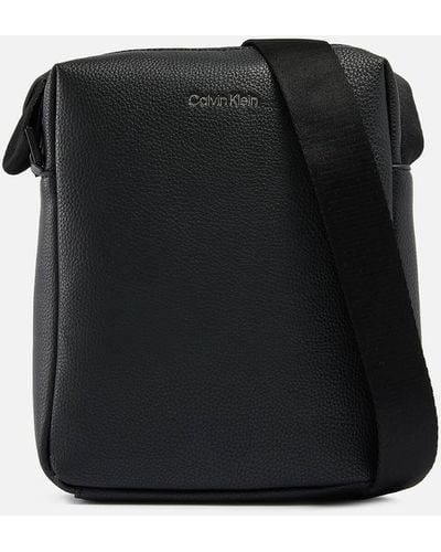 Calvin Klein Faux Leather Reporter Crossbody Bag - Black