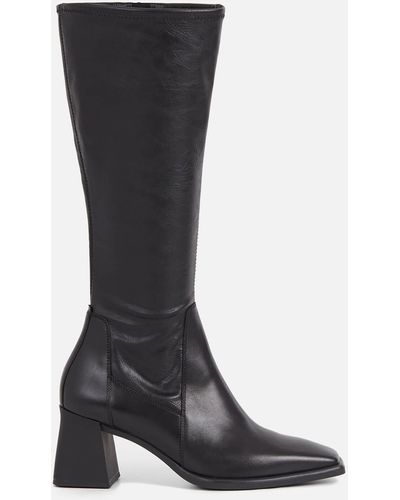 Vagabond Shoemakers Hedda Leather Knee High Heeled Boots - Schwarz
