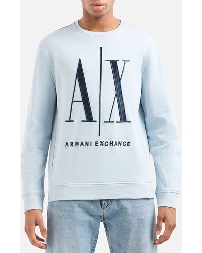 Armani Exchange Big Logo Cotton-jersey Sweatshirt - Blue