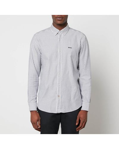 BOSS Boss Logo Long Sleeved Cotton Shirt - Gray