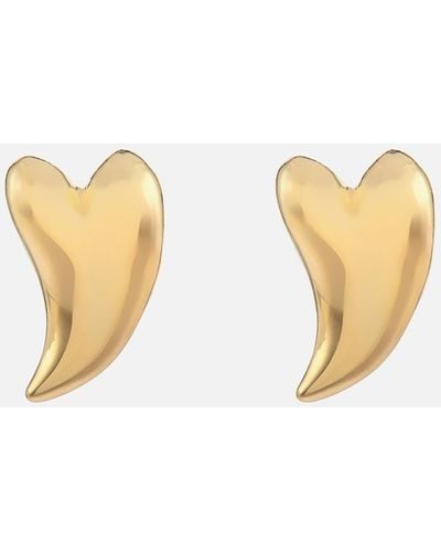 Anna + Nina Anna + Nina Single Groovy Heart Stud Earring Silver Goldplated - Natural