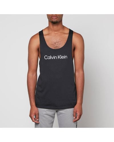 Calvin Klein Logo-printed Cotton-blend Tank Top - Black