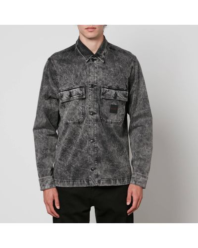 BOSS Lovo Bc Acid-washed Denim Shirt - Gray