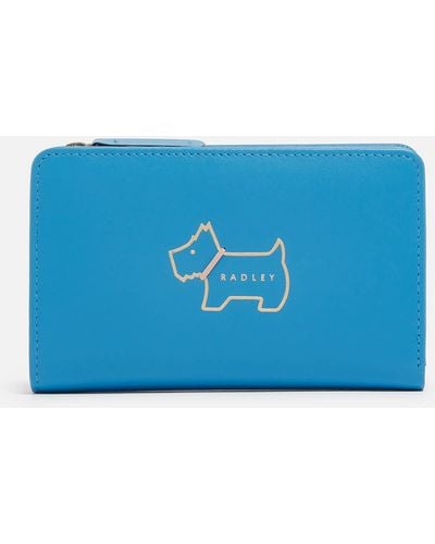 Radley Heritage Dog Medium Leather Bifold Purse - Blue