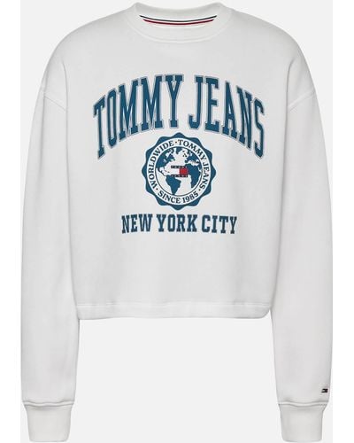 Tommy Hilfiger University Logo Cotton-blend Jersey Cropped Sweatshirt - Blue