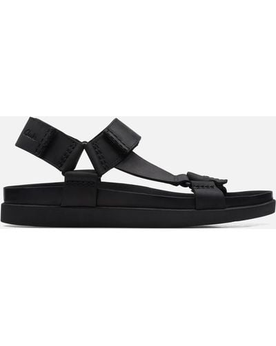 Clarks Sunder Range Leather Sandals - Black