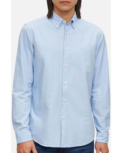 BOSS Rickert Cotton-Poplin Shirt - Blau