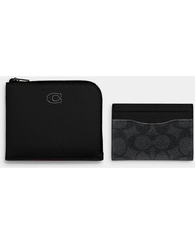 COACH Leather Wallet And Cardholder Set - Black