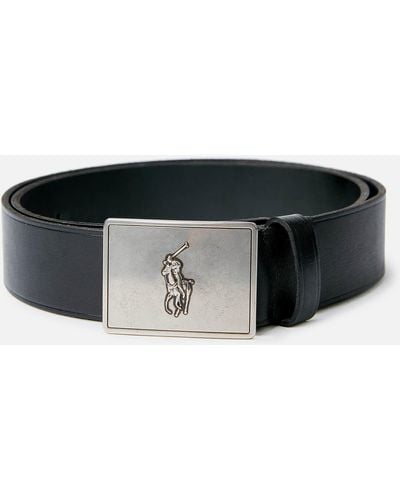 Polo Ralph Lauren 36mm Plaque Vachetta Belt - Black