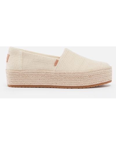 TOMS Valencia Metallic Canvas Flatform Espadrilles - Natural