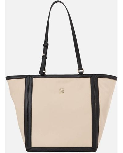 Tommy Hilfiger Th Essential Faux Leather Tote Bag - Natural