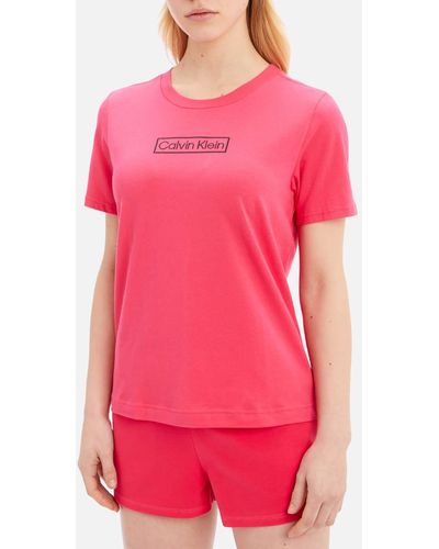 Calvin Klein Cotton-blend Jersey Top And Shorts Set - Pink