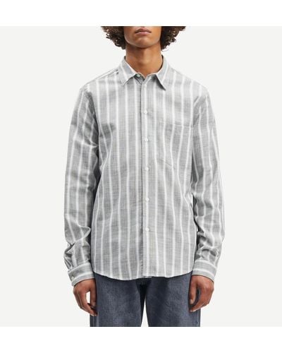 Samsøe & Samsøe Liam Fp Cotton-Jacquard Shirt - Gray