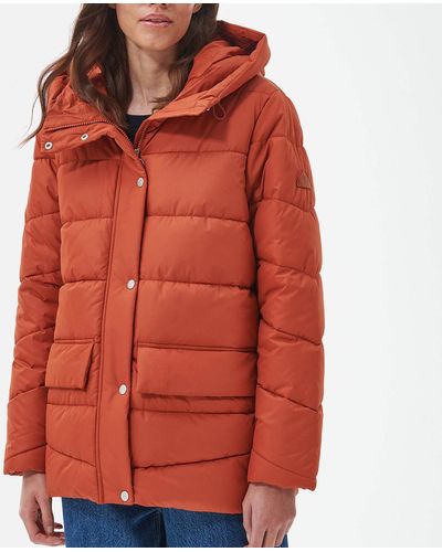 Barbour Bracken Quilted Shell Coat - Red