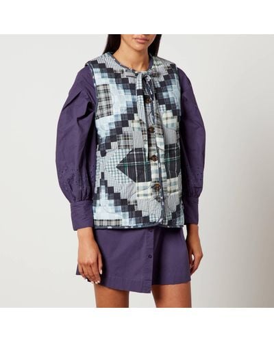 Damson Madder Maxxy Patchwork Quilted Cotton Gilet - Blue