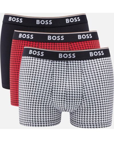 BOSS Three-pack Stretch-cotton Boxer Trunks - Blue