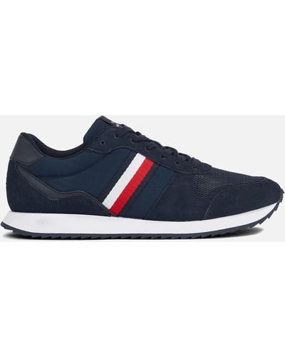 Tommy Hilfiger Evo Mix Suede And Ripstop Sneakers - Blue
