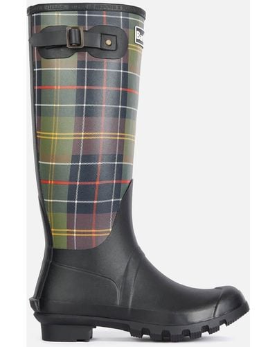 Barbour Bede Tartan Twill And Rubber Wellington Boots - Blue