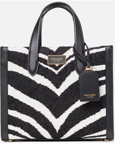Kate Spade Manhattan Zebra Chenille And Leather Small Tote Bag - Black