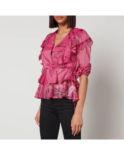Ted Baker Jasmyna Ruffle-trimmed Organza Top - Red