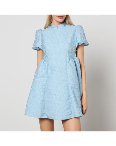 Sister Jane Nara Floral-jacquard Mini Dress - Blue