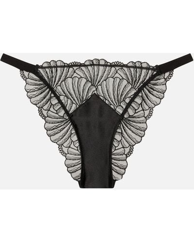 Calvin Klein Sheer Embroidered Stretch-lace Thong - Black