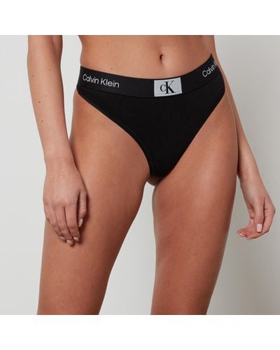 CALVIN KLEIN-MODERN COTTON - HIGH LEG TANGA BLACK – Elegant Undies