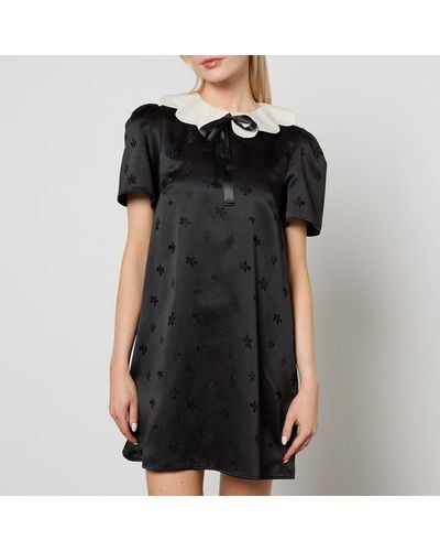 Sister Jane Songbird Floral-jacquard Mini Dress - Black