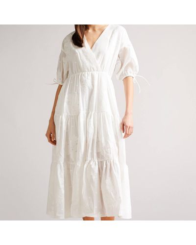 Ted Baker Darita Puff-sleeve Tiered Midi-dress - White