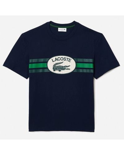 Lacoste Monogram Cotton-Jersey T-Shirt - Blau