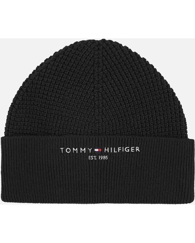 Tommy Hilfiger Horizon Ribbed-Knit Cotton Beanie - Schwarz