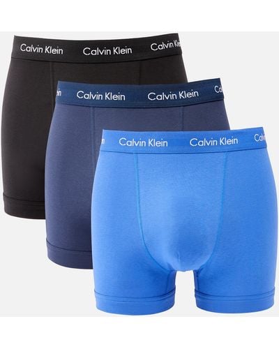 Calvin Klein Cotton Stretch 3-Pack Trunks - Blue