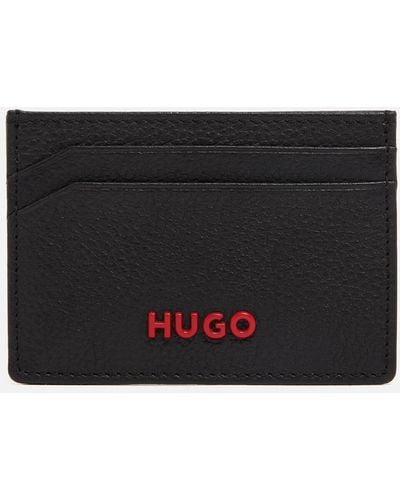 HUGO Subway Pebble-grain Leather Cardholder - Black