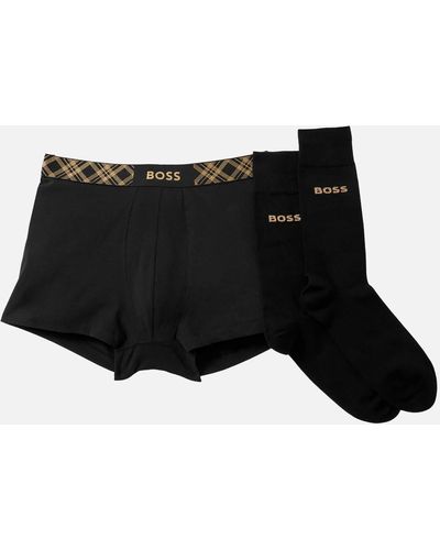 BOSS Cotton-blend Boxer Trunks & Socks Gift Pack - Black