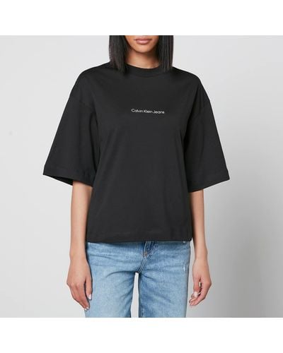 Calvin Klein Blown Up Cotton-Jersey Oversized T-Shirt - Schwarz