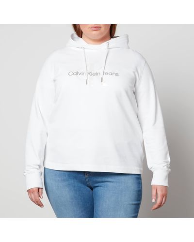 Calvin Klein Plus Logo Detail Cotton-Jersey Hoodie - Weiß