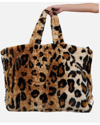 Jakke Tate Oversized Leopard Print Faux Fur-blend Bag - Brown