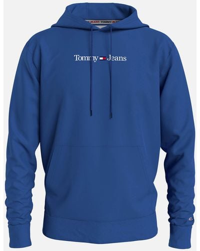 Tommy Hilfiger Classic Linear Cotton-blend Hoodie - Blue