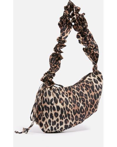 Damson Madder Kidney Leopard-print Shell Bag - Black