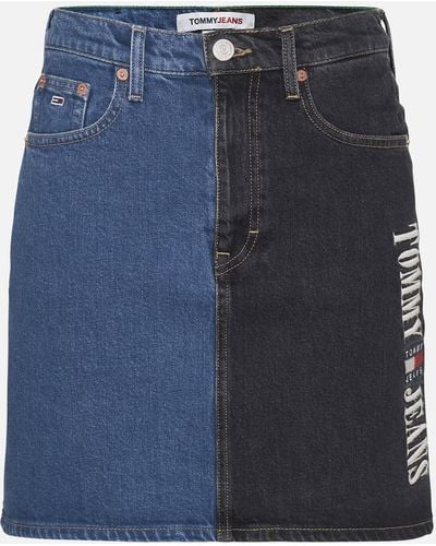 Tommy Hilfiger Two-tone Recycled Denim Mom Skirt - Blue