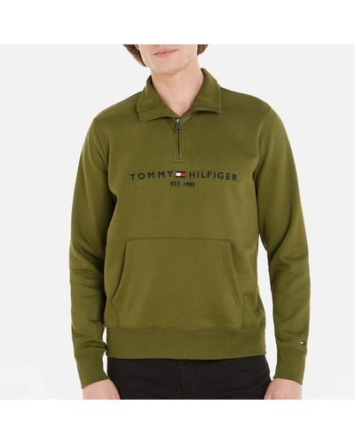 Tommy Hilfiger Tommy Logo Mockneck Cotton-blend Sweatshirt - Green