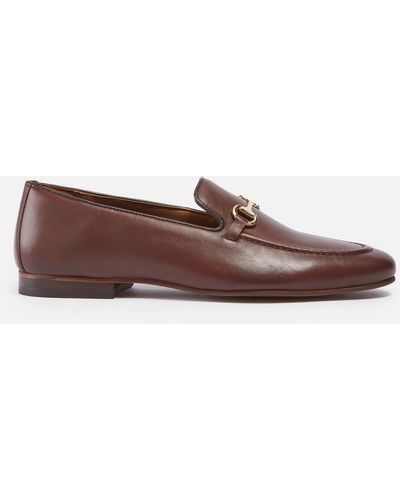 Walk London Trent Leather Trim Loafers - Brown