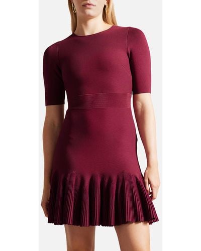 Ted Baker Josafee Peplum Knit Dress - Red